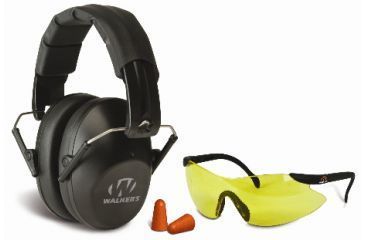 Image of Walkers Low Profile Folding Ear Muffs, 31 dB NRR, Black, w/Glasses and Plugs, GWP-FPM1GFP