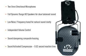 Image of Walkers Razor Slim Shooter Folding Electronic Ear Muff, 23 dB NRR, Carbon, GWP-RSEM-CARB