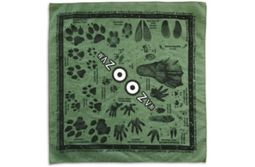 Image of Wazoo Survival Gear Bandana Tracking Field Kit, 22 square bandana with 21 animals tracks, BANDANA TRACKING