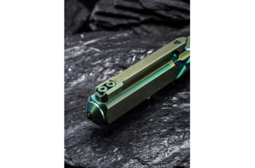 Image of We Knife Co Ltd Tactical Pen, 5in Overall, Glass Breaker, Pocket Clip, Bolt Action Open/Close, Blue Plastic Storage Case, Titanium Construction, Green, Green, TP02B