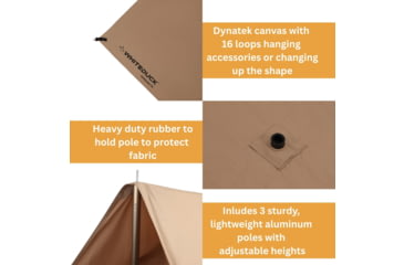 Image of White Duck Sunshade Tarp 330 w/ Poles, 13ft x 13ft/4 x 4 m, SS-4x4-WR