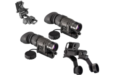 Image of Wilcox G11 Night Vision Goggle Mount, TRYBE Optics PVS-14 GEN 3 White Phosphor Night Vision Monocular, Min 1600 FOM, 64-72 lp/mm, Regular, and TRYBE Optics PVS-14 Dual Bridge Mounting System