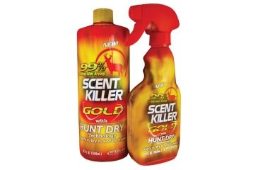 Image of Wildlife Research Center Scent Killer Gold Combo Includes 32 Ounce Refiller Bottle And One 12 Ounce Filled Field Bottle