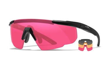 Image of Wiley X Changeable Series Saber Advanced Safety Glasses, Matte Black Frame, Grey Light Rust Vermillion Lens, 309