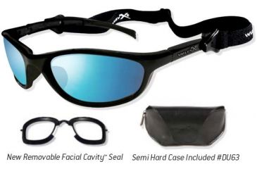 Image of Wiley X JP-2 Sunglasses/ Goggles w/ Blue Ice Lenses/ Gloss Black Frame 509