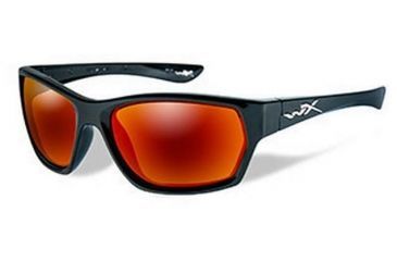 Image of Wiley X Street Series Moxy Sunglasses,Gloss Black Frame,Polarized Crimson Mirror Smoke Grey Lens SSMOX05