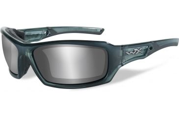 Image of Wiley X WX Echo Sunglasses - Silver Flash w/ Smoke Grey Tint Lens / Smoke Steel Blue Frame CCECH01
