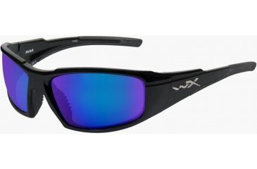 Image of Wiley X Rush - Polarized Blue Mirror/Green Tint Lens w/Gloss Blk Frame ACRUS04