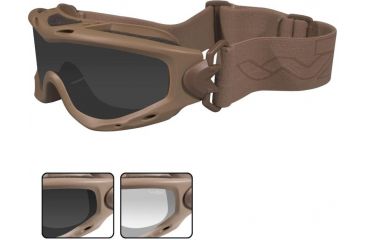Image of Wiley X Spear Goggles - Smoke Gray + Clear Lenses w/ Tan Frame Sp29t
