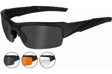 Image of Wiley X Valor Sunglasses Smoke Gray Clear Light Rust Matte Black Frame CHVAL06