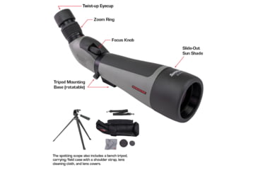 Image of Winchester Supreme Optics W20-60x80mm Spotting Scope, Angled, Black/Gray, WQ-SS-SPRM13-20-60x80