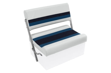 Image of Wise Deluxe Pontoon Flip-Flop Seat, White/Navy/Blue, Large, 8WD125FF-1008