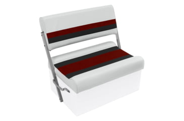 Image of Wise Deluxe Pontoon Flip-Flop Seat, White/Red/Charcoal, Large, 8WD125FF-1009