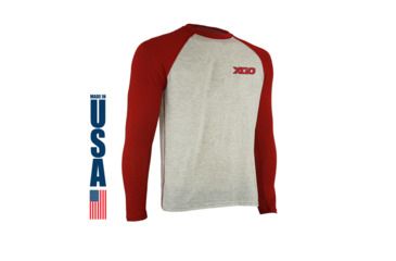 Image of XGO Logo Baseball Shirt, Grey W/Red, 2XL, 1GH51FP-2XL-624