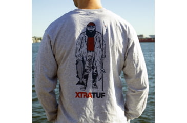 Image of Xtratuf Long Sleeve Marty the Fisherman Tee - Mens, Grey/Red/Blue Ink, Large, XALS-101-GRY-LRG