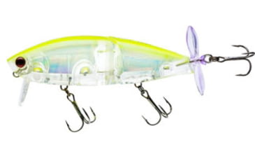 Image of Yo-Zuri 3DB Wake Prop Floating Lure, 85mm, 3-3/8in, Prism Chartreuse Shad, R1475 PCLS