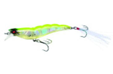 Image of Yo-Zuri Crystal 3D Shrimp Mylar Tinsel Tail, 2 3/4in, 1/4 oz Luminescent Aurora Chartreuse, Sinking, R1161LSAC