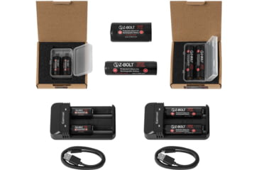 Image of Z-Bolt Rechargeable 18650 Batteries &amp; 2x Slot Chargers for High Discharge Flashlights, Weapon Lights, &amp; Illuminators, BATTS-2x-18650-CHRG