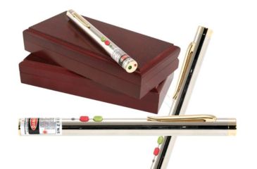Image of Z-Bolt Red And Green Laser - Dual Beam, Premium Wood Case, Standard Laser Pointer, Chrome &amp; Brass Finish, Small, BTG-7C