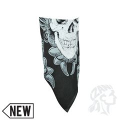 Image of Zan Headgear 3-IN-1 Bandanna, Cotton, Ornate Skull, Grey BV014