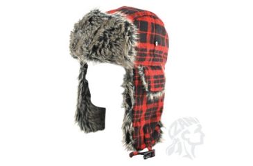 Image of Zan Headgear Trooper Hat with Grey Fur, Buffalo Plaid WTH068