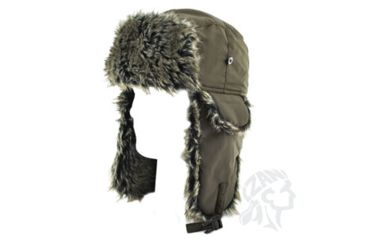 Image of Zan Headgear Trooper Hat with Grey Fur, Olive WTH213