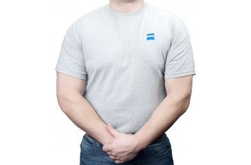 Image of Zeiss Gear T-Shirt with Legendary Z Mark on Back and ZEISS Logo on Front Left Chest, Grey, Large