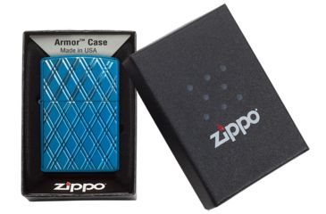 Image of Zippo Armor High Polish Diamonds Lighter w/ Click, Blue, One Size, 29964