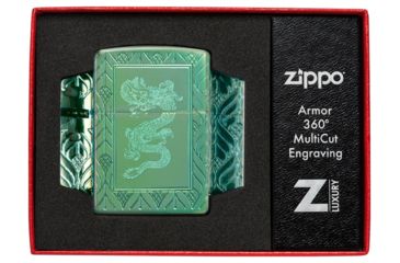 Image of Zippo Armor High Polish Elegant Dragon Lighter w/ Click, Green, One Size, 49054