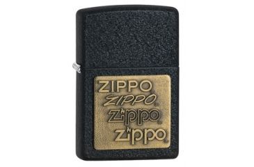 Image of Zippo Black Crackle Classic Style Lighter w/ Zippo Logo Brass Emblem 362