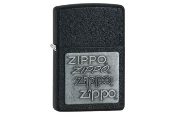 Image of Zippo Black Crackle Classic Style Lighter w/ Zippo Logo Chrome Emblem 363