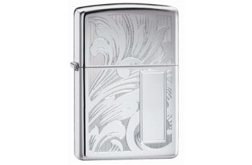 Image of Zippo Scroll Design V Panel Classic Style Lighter, High Polish Chrome 21138
