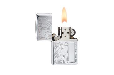 Image of Zippo Scroll Design V Panel Classic Style Lighter, High Polish Chrome 21138