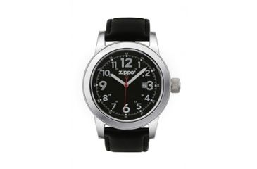 Image of Zippo Casual Classic Style Watch, Black Dial &amp; Black Leather Strap 45003