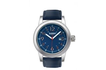 Image of Zippo Casual Classic Style Watch, Blue Dial &amp; Blue Leather Strap 45004