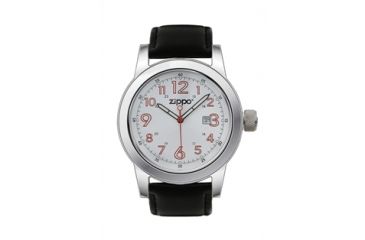 Image of Zippo Casual Classic Style Watch, White Dial &amp; Black Leather Strap 45002