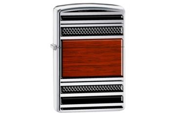 Image of Zippo High Polish Chrome, Steel and Wood Design, ZI28676