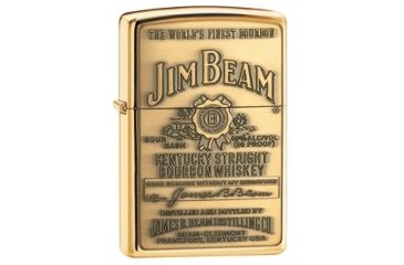 Image of Zippo Jim Beam Classic Style Emblem Lighter, High Polish Brass 254BJB929