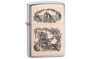 Image of Zippo Ivory Scrimshaw Liberty Eagle Chrome Pocket Lighter, 29517
