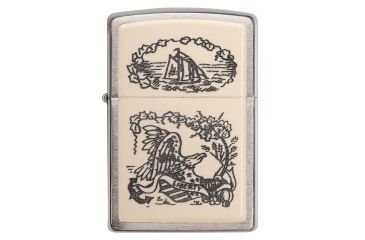 Image of Zippo Ivory Scrimshaw Liberty Eagle Chrome Pocket Lighter, 29517