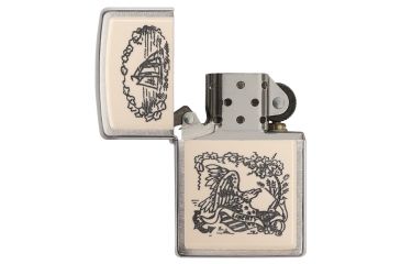 Image of Zippo Ivory Scrimshaw Liberty Eagle Chrome Pocket Lighter, 29517