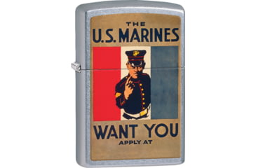 Image of Zippo USMC Lighter, Street Chrome, 1.44 x 2.25, 207-077502