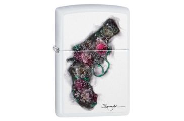 Image of Zippo White Matte Floral Gun Pocket Lighter 29894