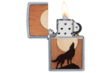 Image of Zippo Woodchuck USA Howling Wolf Lighter w/ Click, Silver, One Size, 49043