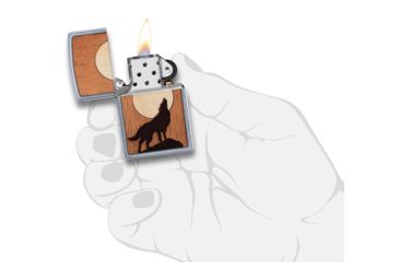 Image of Zippo Woodchuck USA Howling Wolf Lighter w/ Click, Silver, One Size, 49043