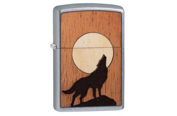 Image of Zippo Woodchuck USA Howling Wolf Lighter w/ Click, Silver, One Size, 49043