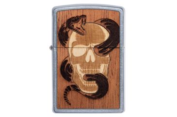 Image of Zippo Woodchuck USA Skull &amp; Snake Lighter w/ Click, Silver, One Size, 49042