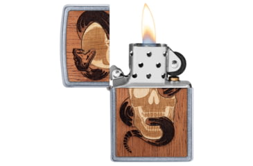 Image of Zippo Woodchuck USA Skull &amp; Snake Lighter w/ Click, Silver, One Size, 49042