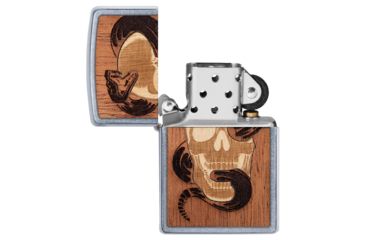 Image of Zippo Woodchuck USA Skull &amp; Snake Lighter w/ Click, Silver, One Size, 49042