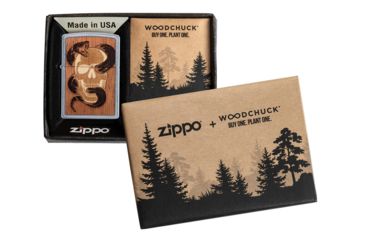 Image of Zippo Woodchuck USA Skull &amp; Snake Lighter w/ Click, Silver, One Size, 49042